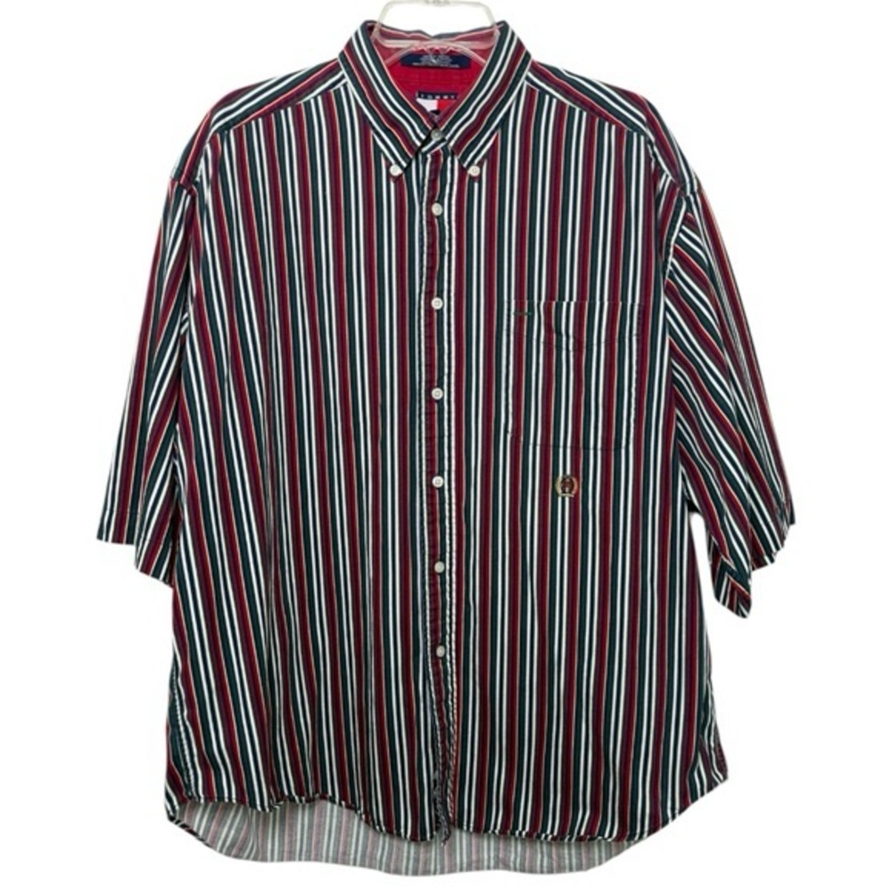 Vintage 90s TOMMY HILFIGER Striped Button Down Shirt Size XL Multicolor Preppy
